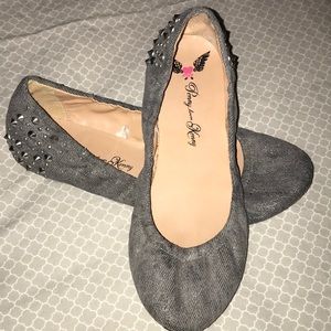 Gray studded flats - like new